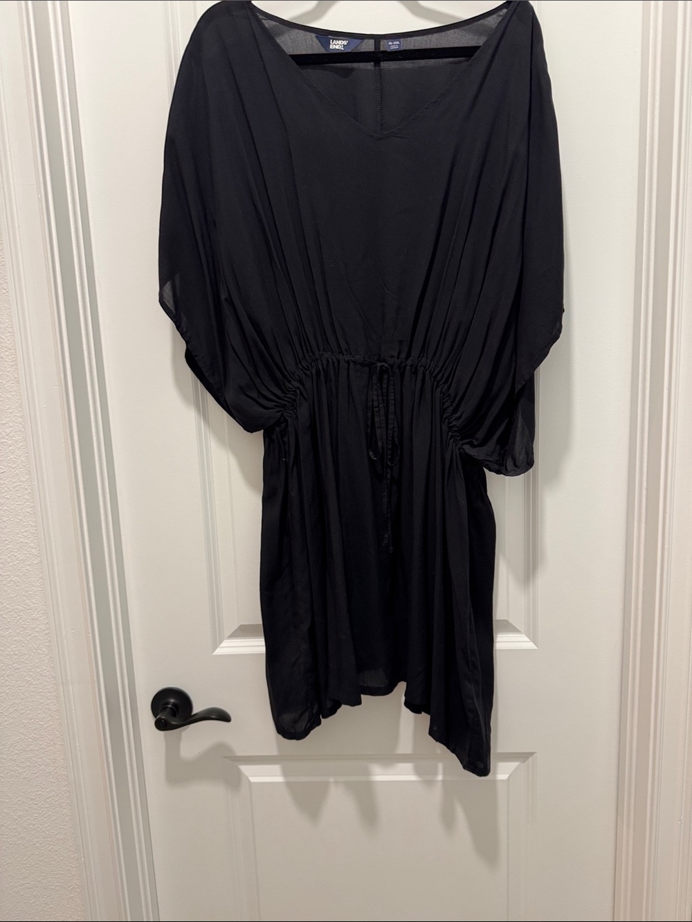 Lands' End Black V-Neck Tunic Top/ beach cover-up